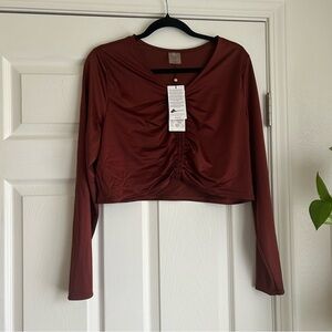 Calla brown cropped swim top rash guard size xxl nwt
